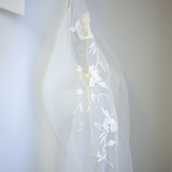 Vintage Sheer Floral Sleeve Button-up Size 16 - Picture 7 of 9